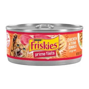 کنسرو گربه فریسکیز مدل پرایم فیله (Prime Filets) با طعم مرغ و ماهی تن در سس