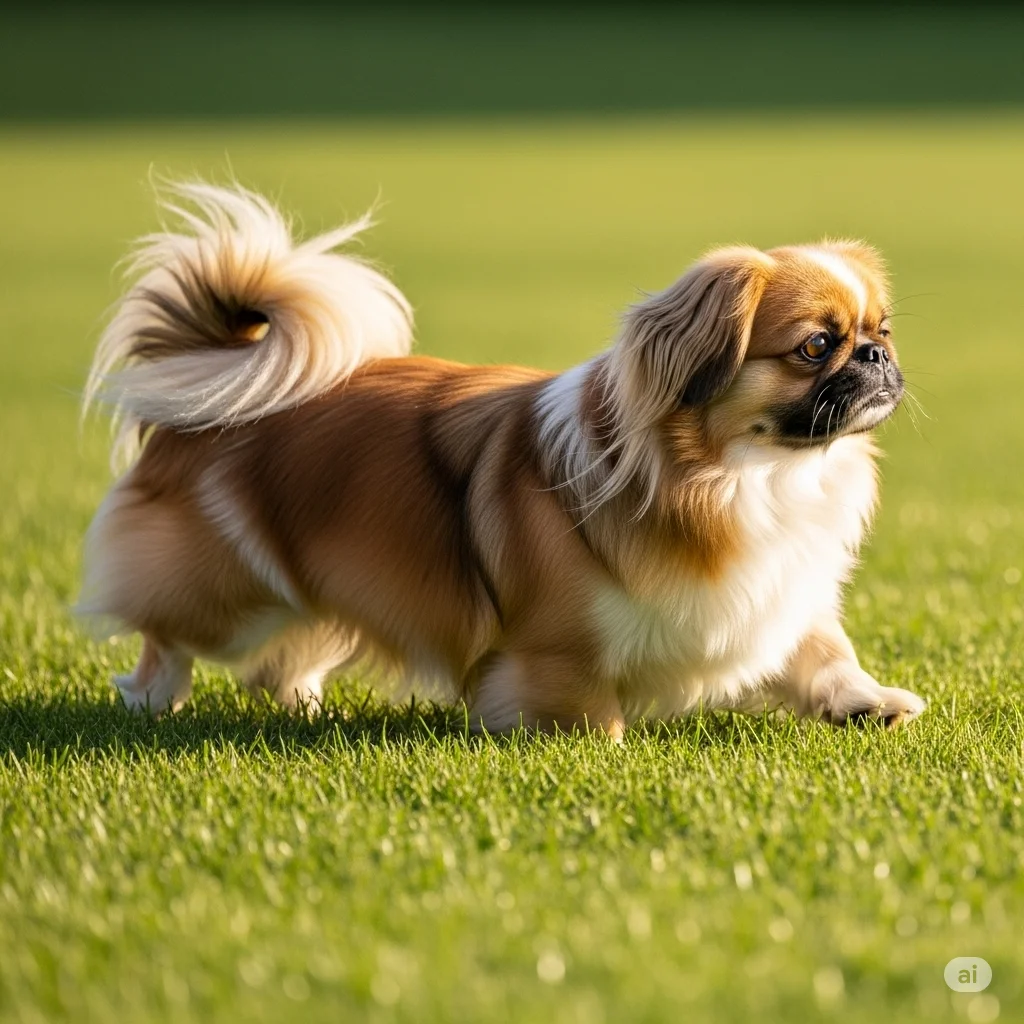 سگ پیکینیز در حال آموزش