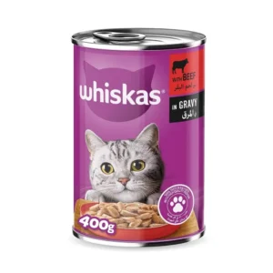 کنسرو گربه بالغ ویسکاس با طعم گوشت گاو در سس - وزن ۴۰۰ گرم