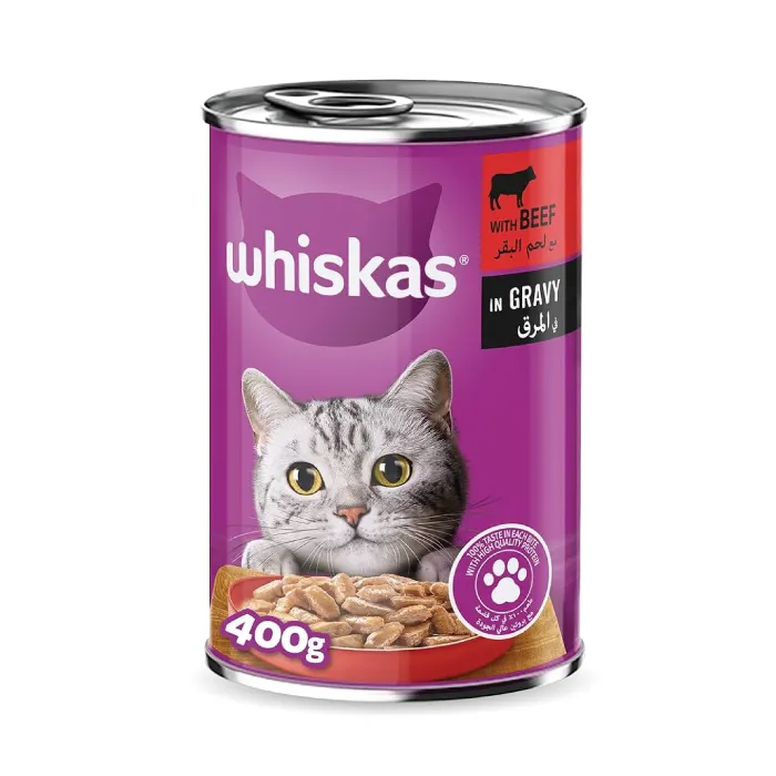 کنسرو گربه بالغ ویسکاس با طعم گوشت گاو در سس – وزن ۴۰۰ گرم