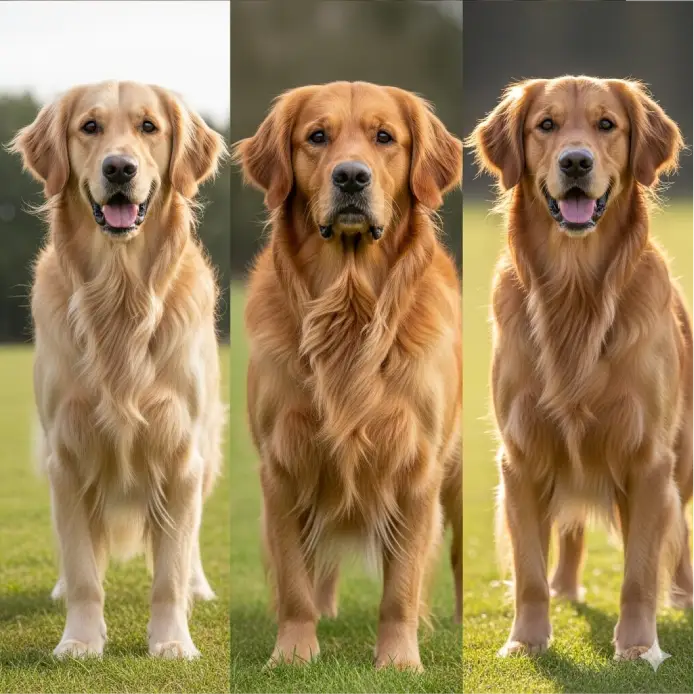 سه نوع سگ گلدن رتریور در کنار هم