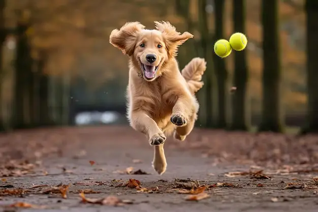 گلدن رتریور در حال بازی با صاحبش