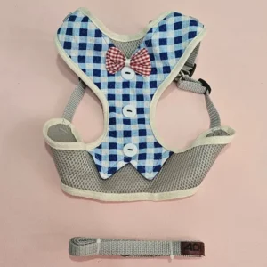 قلاده جلیقه ای سگ و گربه برند روکی طرح چهارخانه و پاپیون دار رنگ بندی