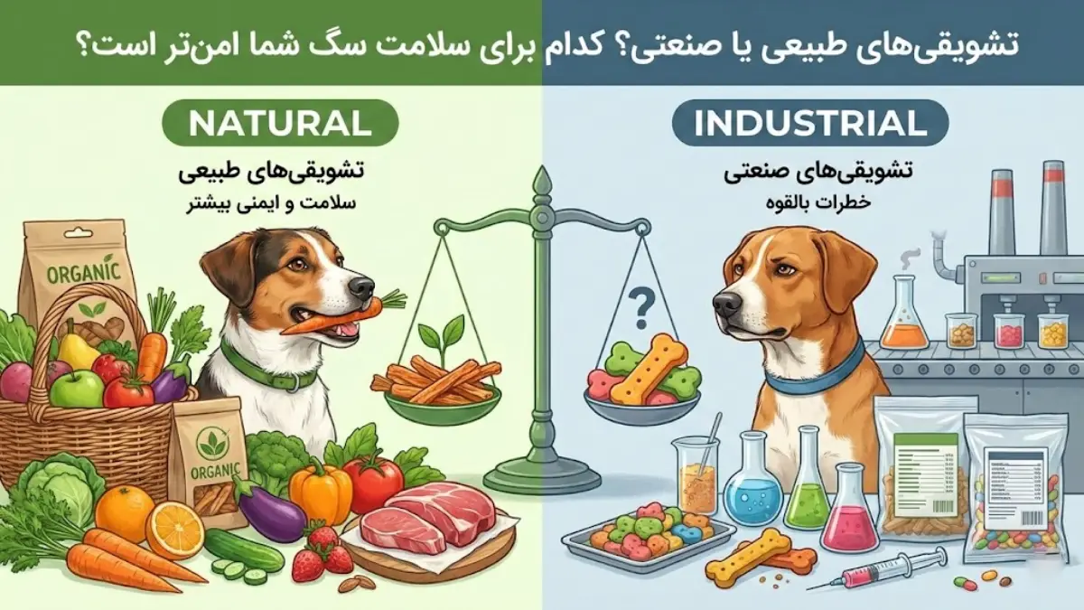 تشویقی‌های طبیعی یا صنعتی؟ کدام برای سلامت سگ شما امن‌تر است؟ گزارش جامع و تحلیلی