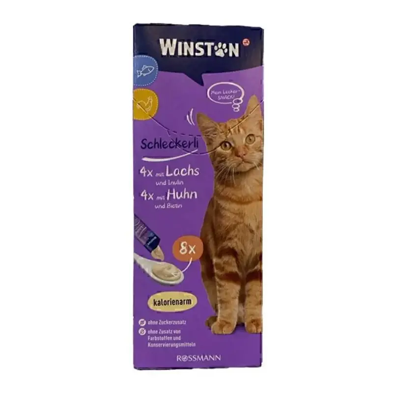 بستنی گربه وینستون Winston | بسته ۸ عددی میکس (مرغ و سالمون)