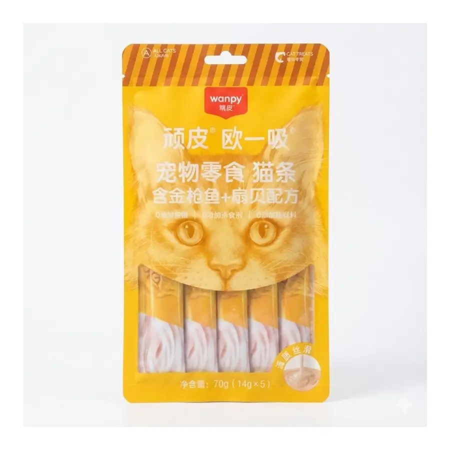بستنی گربه ونپی Wanpy | طعم تن و اسکالوپ (صدف) | بسته ۵ عددی