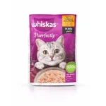 پوچ گربه بالغ ویسکاس مدل Purrfectly طعم ماهی تن و سالمون در ژله (۸۵ گرم)